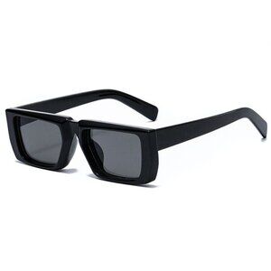 Dark Black Frame Original OG Retro Rectangular Black Square Shades Sunglasses